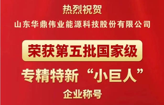 【企業(yè)榮譽(yù)】華鼎偉業(yè)榮獲國家級專精特新“小巨人”企業(yè)稱號